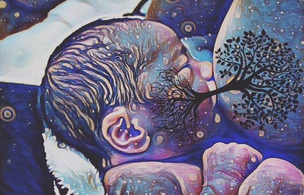 Mother and baby receiving care from a qualified midwife